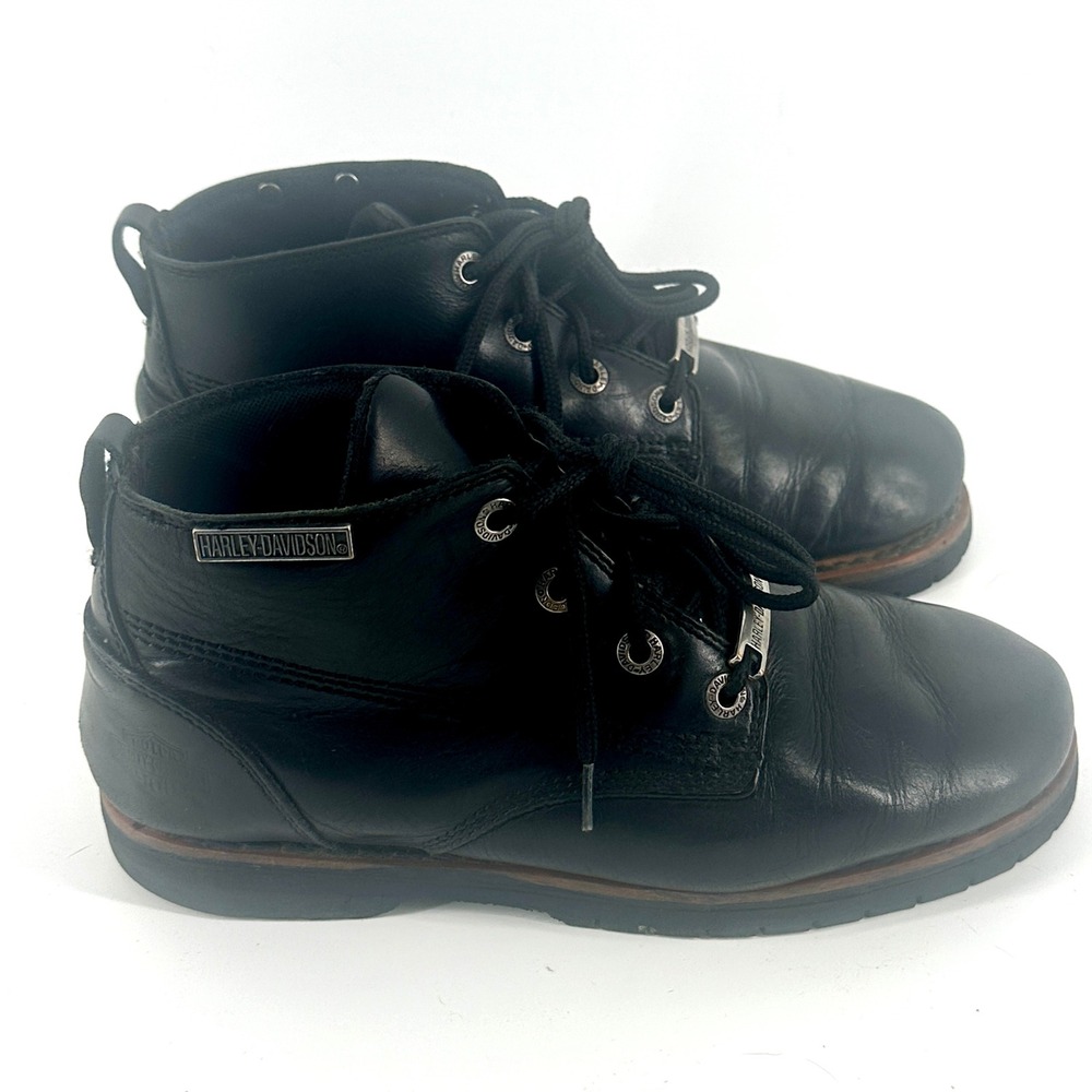 Harley-Davidson Boots Mens 10 Black Solid Regular Fit Y2K Ankle Biker Moto Lug